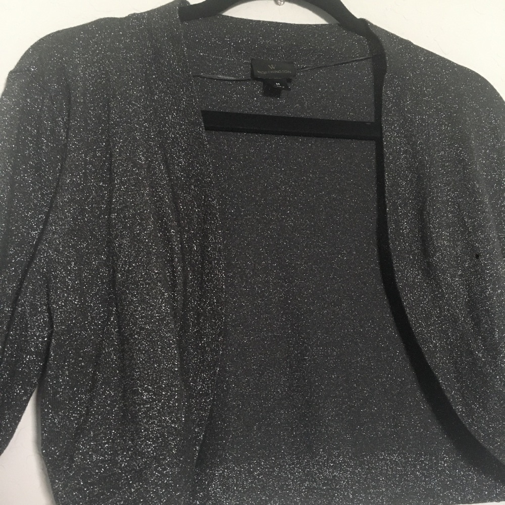 Metallic Cropped Shrug Sweater